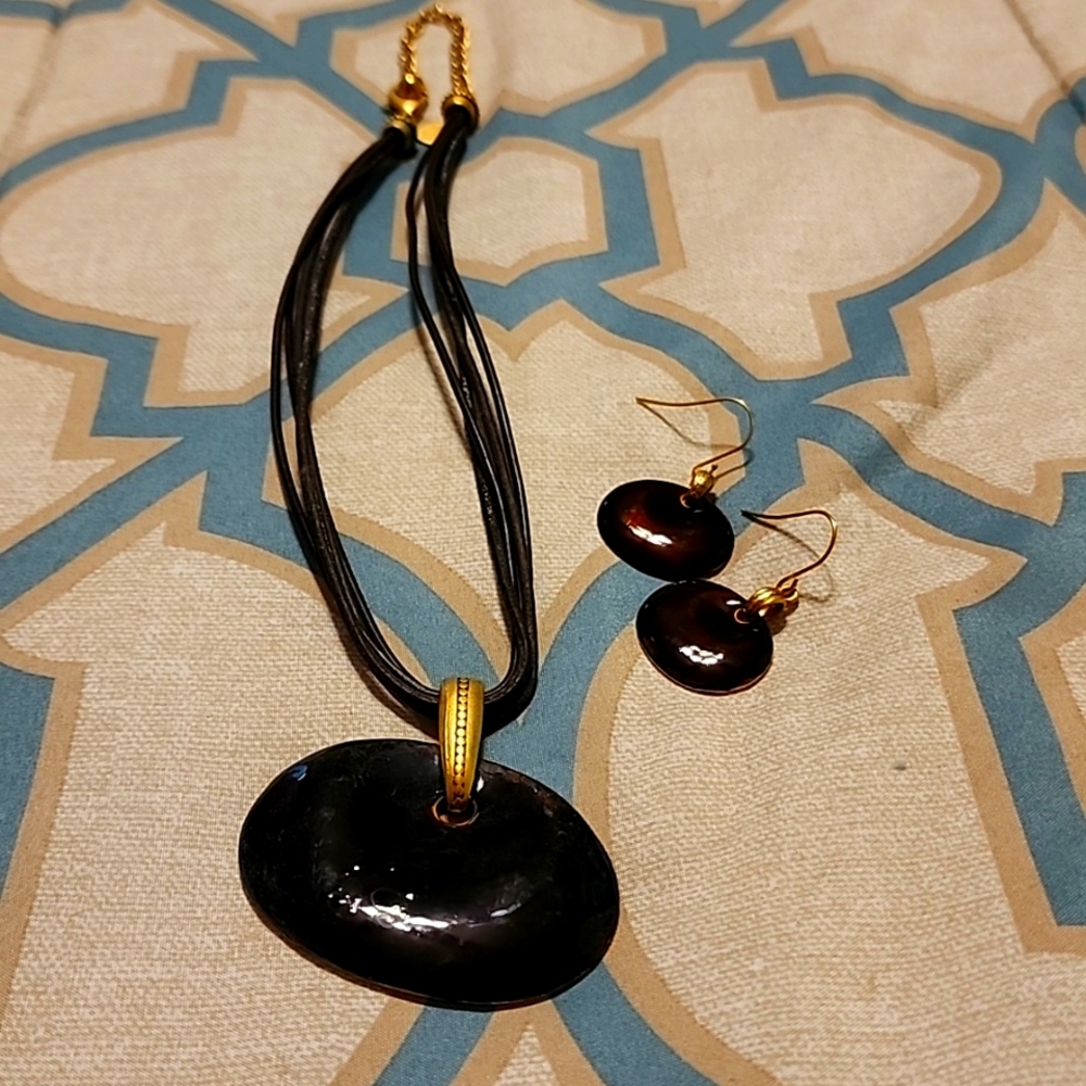 Matching Brown Necklace & Earrings